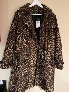 Ralph Lauren Leopard-Print Trench Coat in Brown & Tan